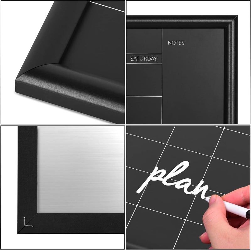 TORASO Calendar Chalkboard,Small Magnetic Surface Black Wood Frame Chalk Board for Planning,10.6 x 14.6 inches,School Timetable Memo, Hanging Board for Office, School and Home(YLHB-BK-2737) - Image 3